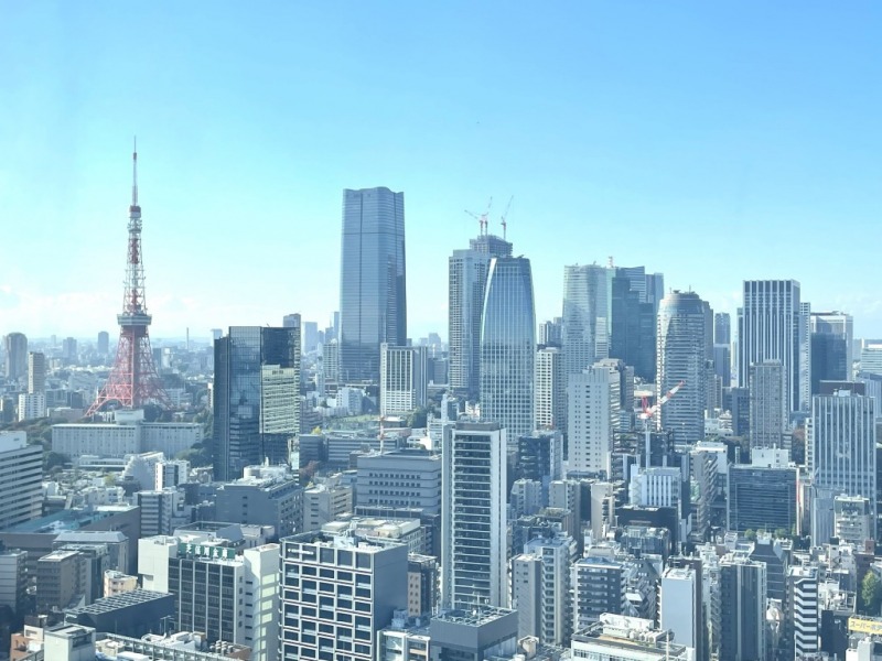 【リビング側住戸からの眺望】奥には東京タワーや麻布台ヒルズなど、麻布や六本木のビル群が望めます。都心部の壮観な景色を手中の収めるとこができます。