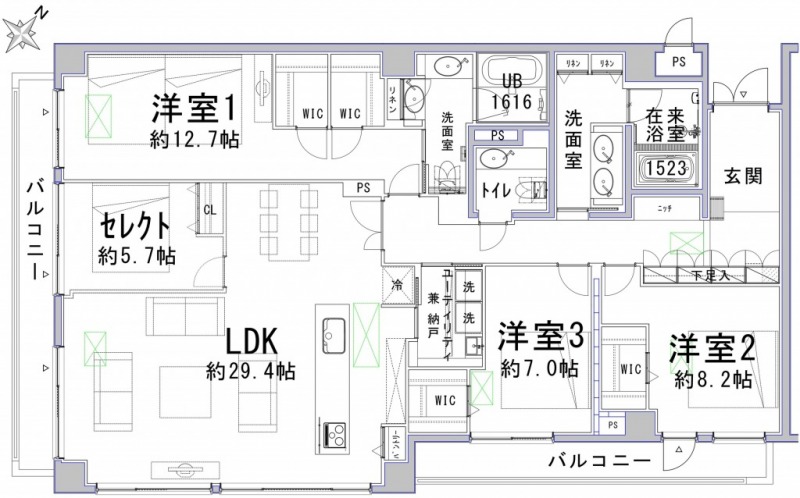 【間取り:4LDK】無料で3LDKと4LDKの間取り変更が可能です。お客様のニーズに合わせてご希望の間取りをお選びください。