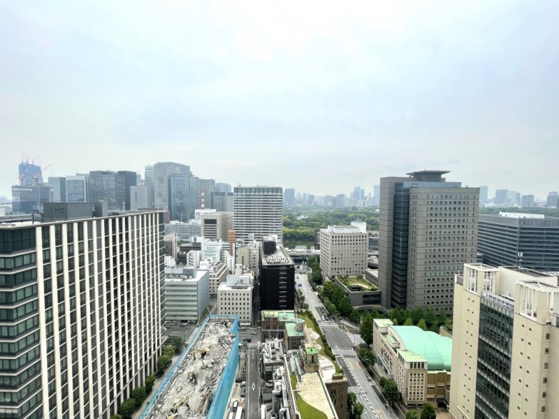 【住戸からの眺望】ビルが多く立ち並ぶ都会的な景色の中心には皇居のグリーンも広がり、広い空も仰げる開放的で爽快な眺望です。