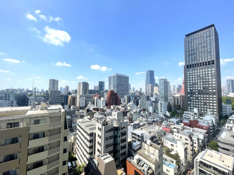 【住戸からの眺望】こちら側も開放感があります。都心でありながら、緑も覗く眺望です。