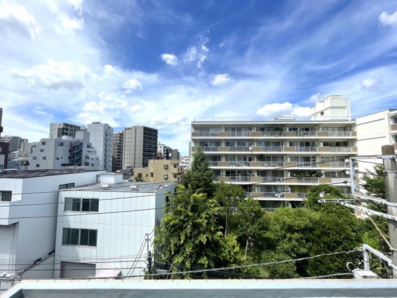 【住戸からの眺望】眼下は低層の建物も多くグリーンも広がり開放感があり、広い空も仰げる眺望です。