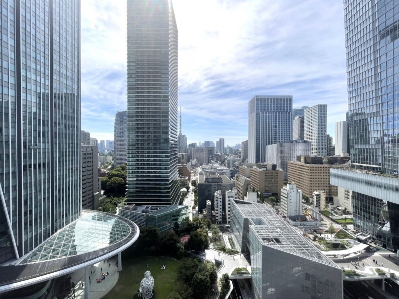 【住戸からの眺望】都会的な高層ビルが並ぶ風景の中にも緑があり、広い空も仰げる爽快な眺望です。