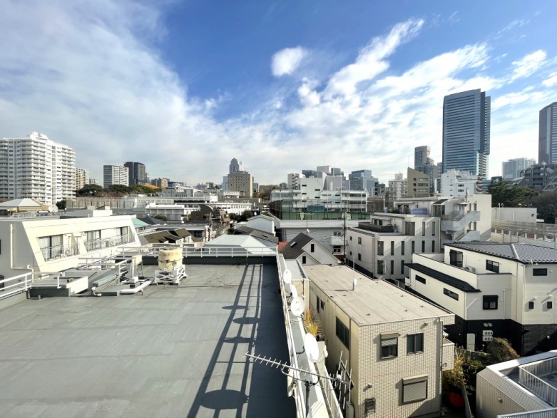 【住戸からの眺望】都会的なビルが並ぶ風景の中にも緑もあり、広い空が融合した開放的な眺望です。