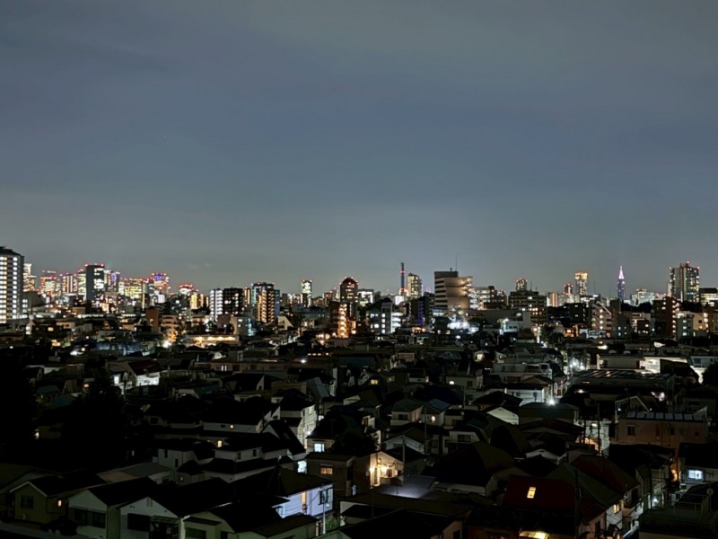【住戸からの眺望】奥に広がる一面の都心部の夜景は、さら美しく煌びやかな佳景です。
