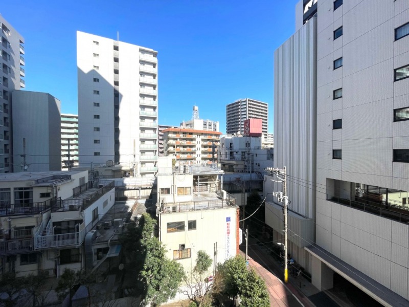【住戸からの眺望】高層の建物もありつつ、眼前は低層の建物も多く、採光も注ぎ開放感もあります。