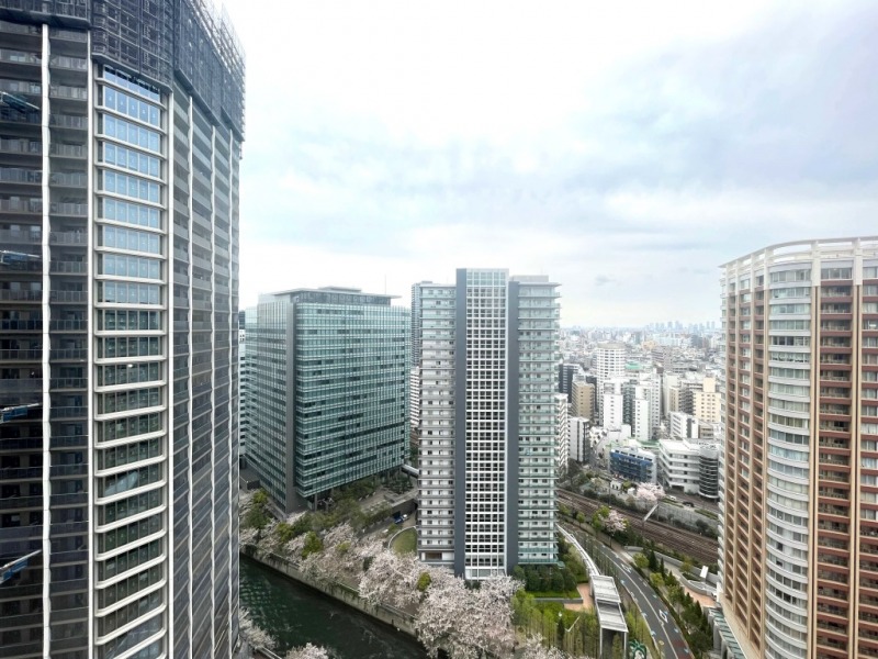 【住戸からの眺望】都会的な高層ビルが建ち並ぶ風景の中にも緑があり、広い空も仰げる爽快な眺望です。春には目黒川沿いの桜並木が鑑賞できます。
