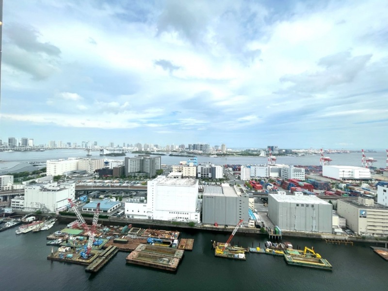 【住戸からの眺望】進化し続ける街並みに、水辺の潤いを感じながら広い空を仰げる、都心のベイエリア＆タワーマンション高層階ならではの爽快感のある特別な眺望です。レインボーブリッジやお台場が一望できます。