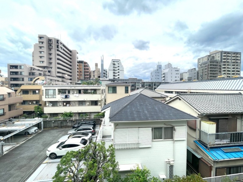 【住戸からの眺望】前面の建物まで距離が保たれているので陽光も注ぎ、周辺は低層の建物も多く開放感もあり、広い空も仰げる眺望です。