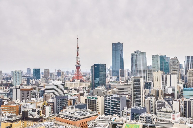 【住戸からの眺望】東京タワーをアクセントに港区を一望でき、高層ビルが建ち並ぶ都心部の壮観な景色を手中に収めることができる存分なステータス。夜には、広がる都心の明かりがより一層美しく煌びやかな夜景が贅沢にも自邸から堪能できます。