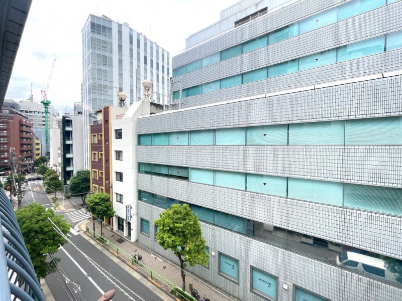 【住戸からの眺望】都会的な高層ビルが建ち並ぶ風景ながら、眼下は道路で前面の建物まで距離が保たれているので陽光も注ぎ、空も仰げる眺望です。