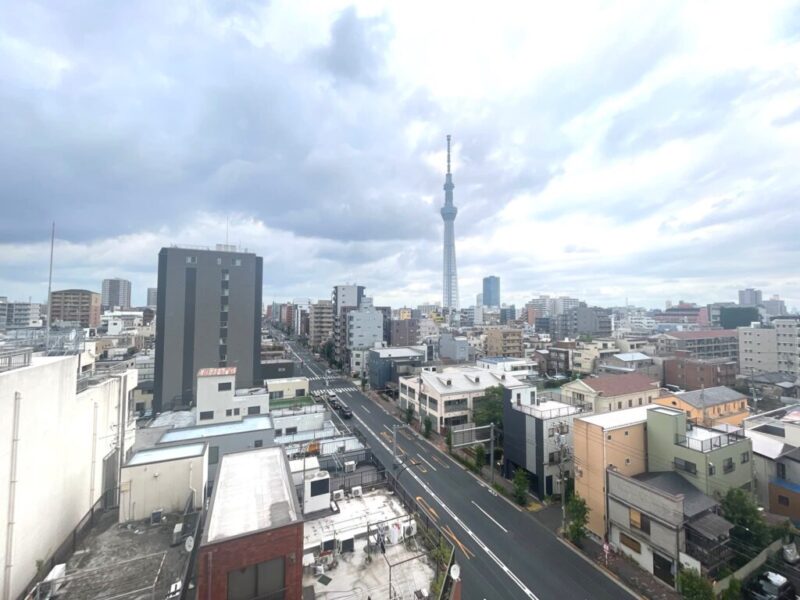 【住戸からの眺望】周辺は高い建物も少なく東京スカイツリーをアクセントに空も広く、抜けた爽快な眺望です。