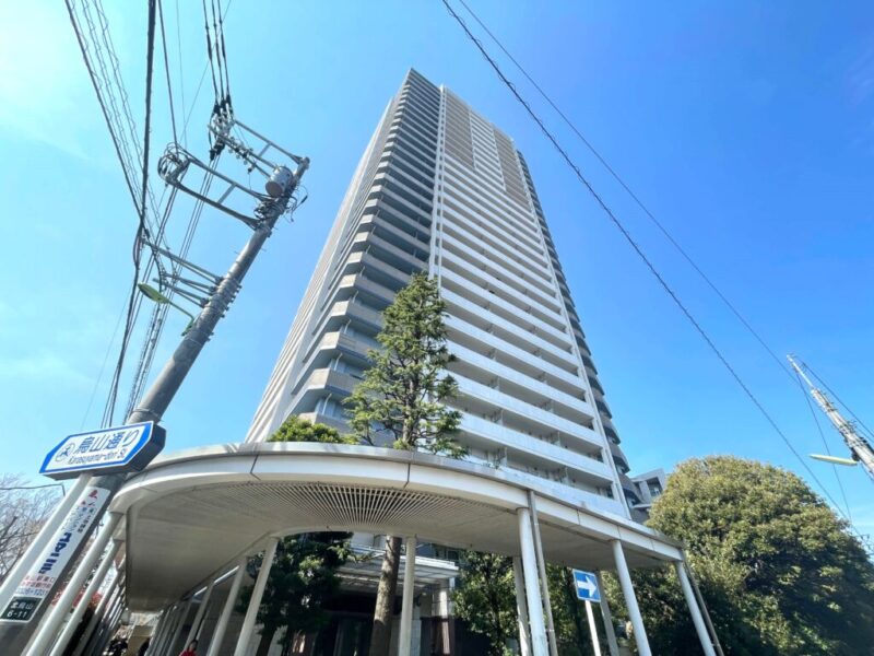 【外観】ホワイトを基調とし、ブルーやブラウン配色がアクセントとなった端正なフォルムのランドマーク的存在のタワーレジデンスです。2005年12月築、三井住友建設施工、大京旧分譲の地上29階建、総戸数366戸のビッグコミュニティです。京王線「千歳烏山」駅を最寄りとし、都心へのダイレクトアクセスが魅力。バス路線も充実しており、吉祥寺方面などへの移動も快適です。スーパーやドラッグストア、飲食店が揃う千歳烏山駅前エリアが生活圏。「烏山駅前通り商店街」などの商店街や各種店舗が充実し、日々の生活に必要な施設が身近に揃う利便性の高い環境です。区立小・中学校が徒歩4分で緑豊かな公園も身近にあり、大学病院も隣接していて、子育てファミリーはもちろんのこと、幅広い世代にも落ち着きと安心感のある暮らしが叶う住環境です。