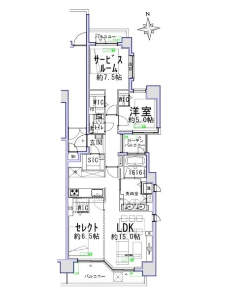【間取り:2SLDK】約22.7帖のリビングダイニングキッチンを、約15.0帖のリビングダイニングキッチンとウォークインクローゼット付きの約6.5帖の洋室と分ける2SLDKへの間取りも無料で変更が可能です。お客様のニーズに合わせてご希望の間取りをお選びください。