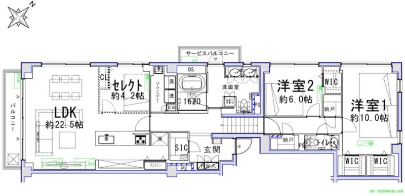 【間取り:3LDK】約27.1帖のリビングダイニングキッチンを約22.5帖のリビングダイニングキッチンとクローゼット付きの約4.2帖の洋室と分ける間取りも無料で変更が可能です。お客様のニーズに合わせてご希望の間取りをお選びください。