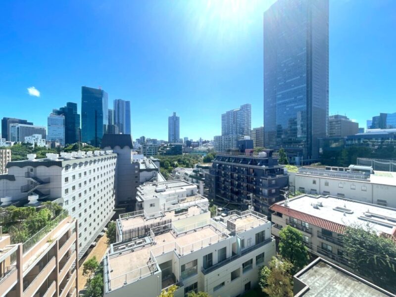 【住戸からの眺望】都会的な高層ビルが建ち並ぶ風景の中にも緑があり、広い空も仰げる爽快な眺望です。