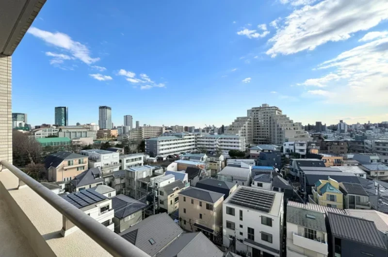 【住戸からの眺望】周辺は低層の建物が多く遠くまで抜けていて、広い空も仰げる開放感たっぷりの爽快な眺望です。