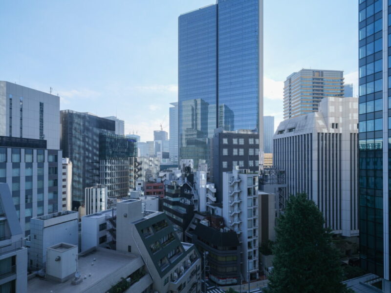 【住戸からの眺望】都会的な高層ビルが建ち並ぶ風景の中にも緑があり、空も仰げる爽快な眺望です。